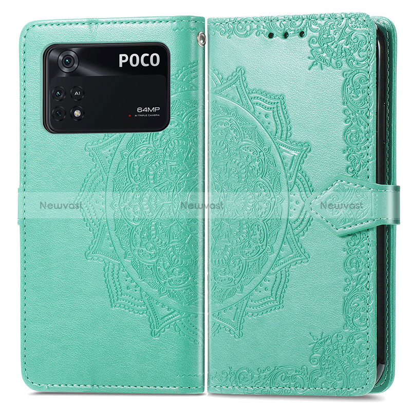 Leather Case Stands Fashionable Pattern Flip Cover Holder for Xiaomi Poco M4 Pro 4G