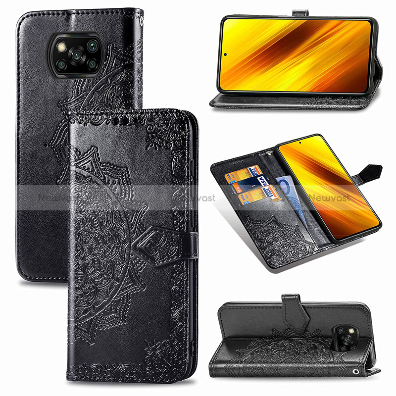 Leather Case Stands Fashionable Pattern Flip Cover Holder for Xiaomi Poco X3 NFC