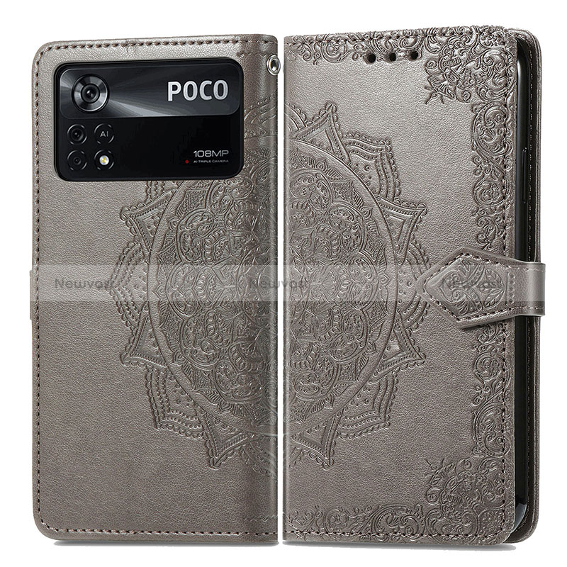 Leather Case Stands Fashionable Pattern Flip Cover Holder for Xiaomi Poco X4 Pro 5G