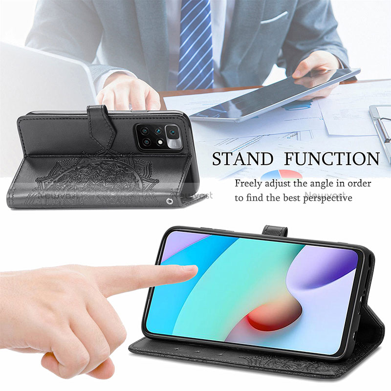 Leather Case Stands Fashionable Pattern Flip Cover Holder for Xiaomi Redmi 10 (2022)