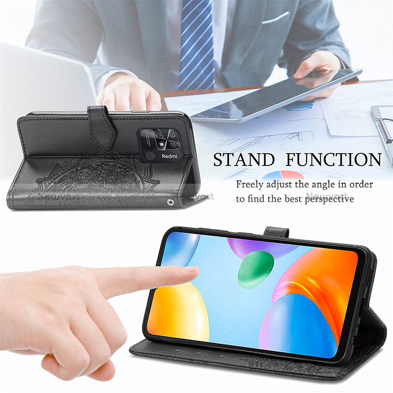 Leather Case Stands Fashionable Pattern Flip Cover Holder for Xiaomi Redmi 10 Power