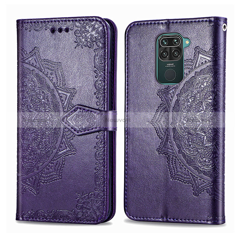 Leather Case Stands Fashionable Pattern Flip Cover Holder for Xiaomi Redmi 10X 4G Purple