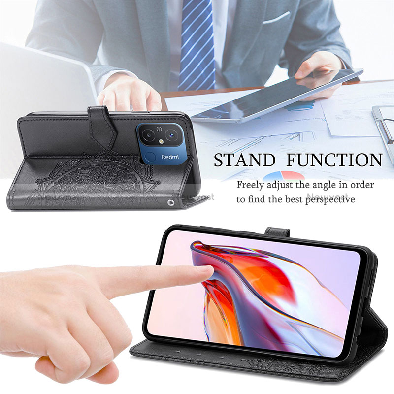 Leather Case Stands Fashionable Pattern Flip Cover Holder for Xiaomi Redmi 12C 4G