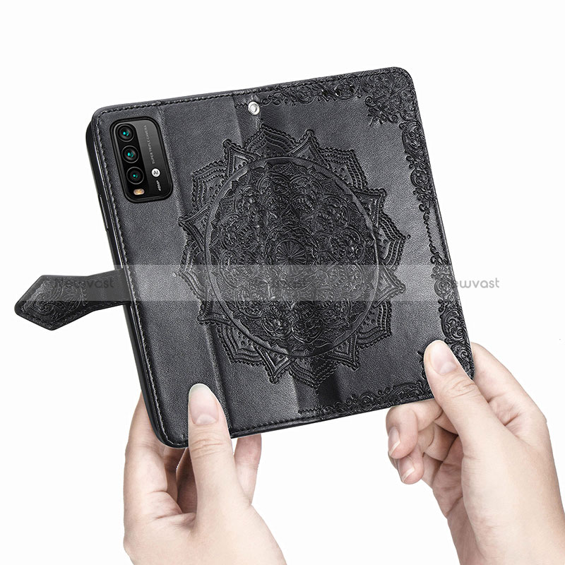 Leather Case Stands Fashionable Pattern Flip Cover Holder for Xiaomi Redmi 9 Power