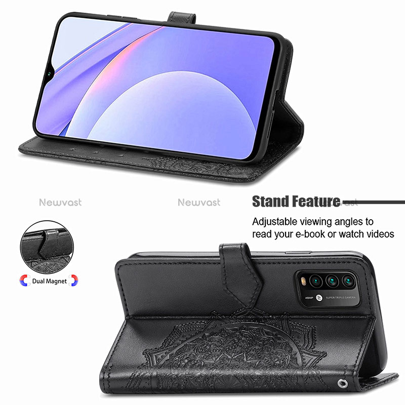 Leather Case Stands Fashionable Pattern Flip Cover Holder for Xiaomi Redmi 9T 4G