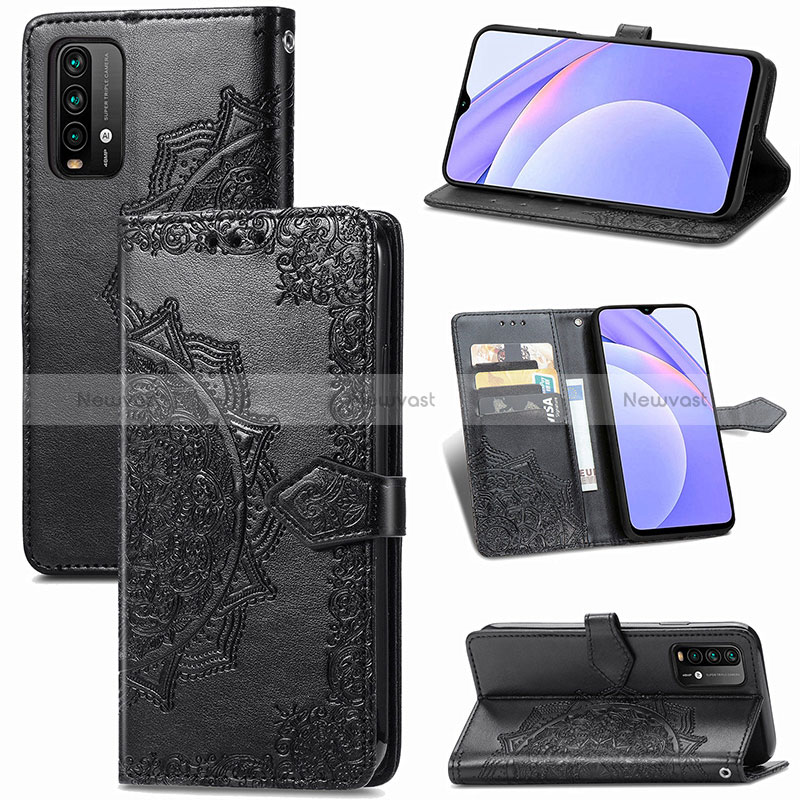 Leather Case Stands Fashionable Pattern Flip Cover Holder for Xiaomi Redmi 9T 4G