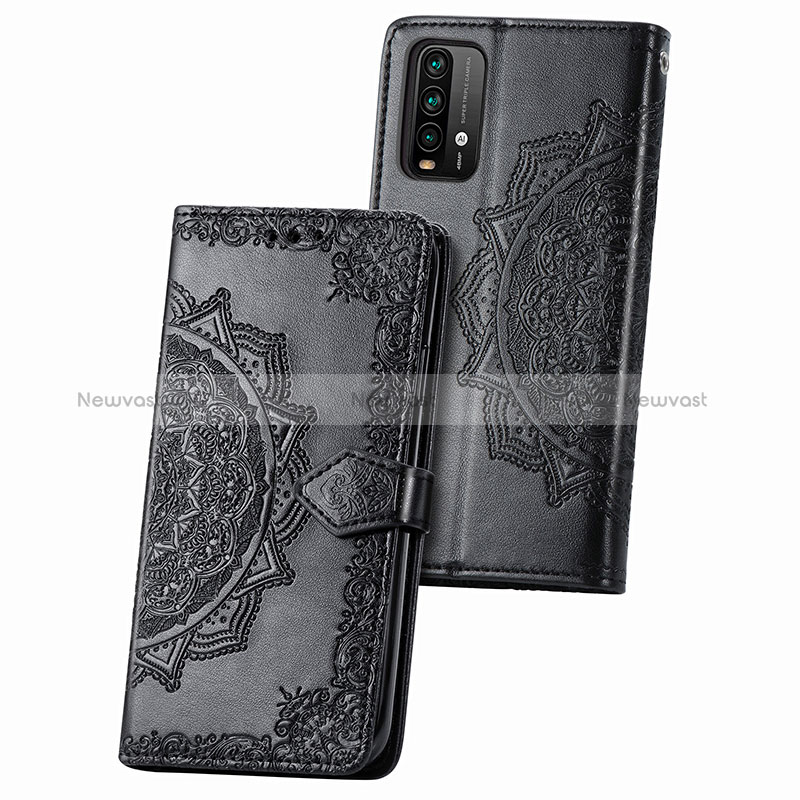 Leather Case Stands Fashionable Pattern Flip Cover Holder for Xiaomi Redmi 9T 4G