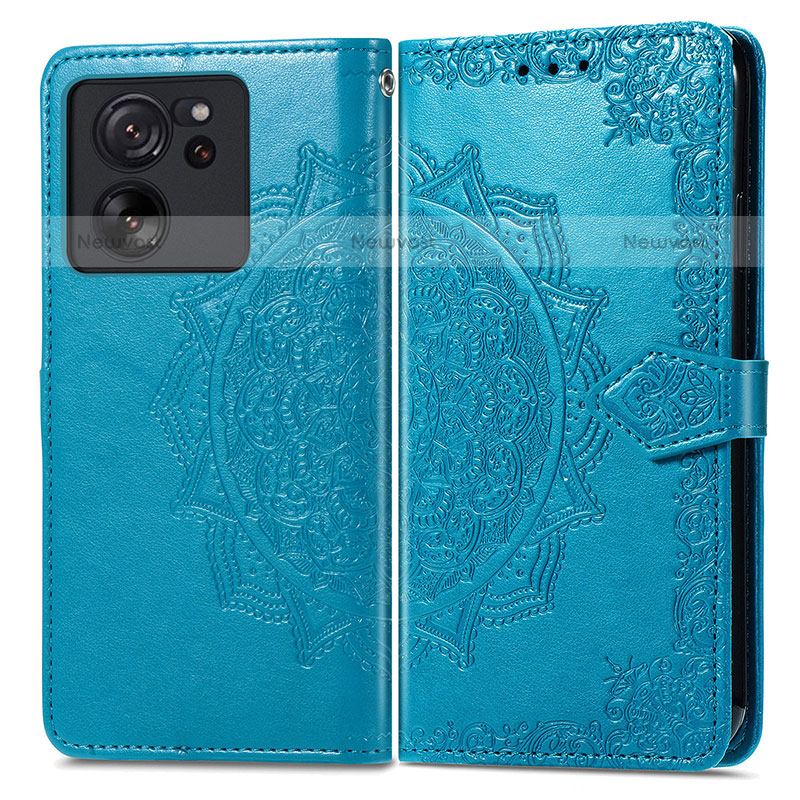 Leather Case Stands Fashionable Pattern Flip Cover Holder for Xiaomi Redmi K60 Ultra 5G Blue