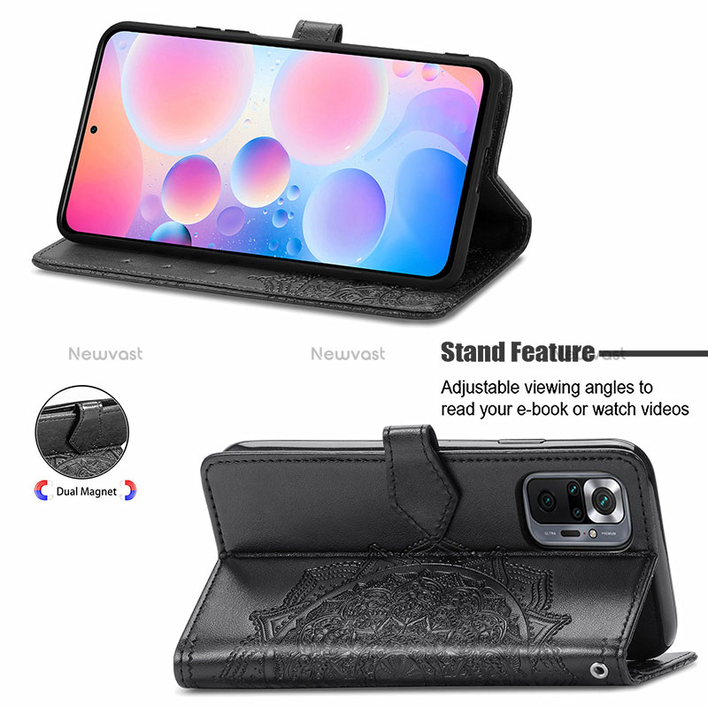 Leather Case Stands Fashionable Pattern Flip Cover Holder for Xiaomi Redmi Note 10 Pro 4G