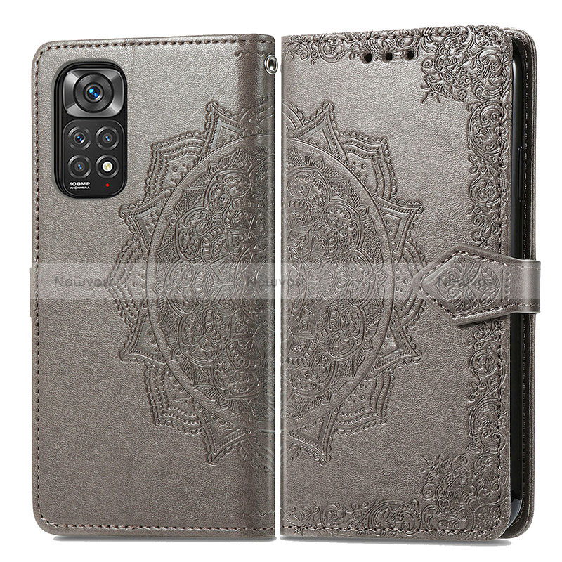 Leather Case Stands Fashionable Pattern Flip Cover Holder for Xiaomi Redmi Note 11 Pro 5G Gray