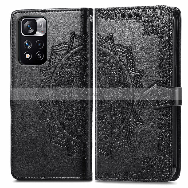 Leather Case Stands Fashionable Pattern Flip Cover Holder for Xiaomi Redmi Note 11 Pro+ Plus 5G Black