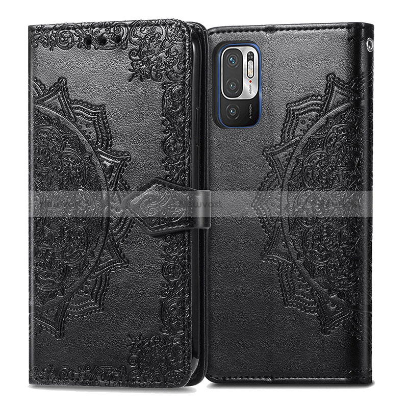 Leather Case Stands Fashionable Pattern Flip Cover Holder for Xiaomi Redmi Note 11 SE 5G Black