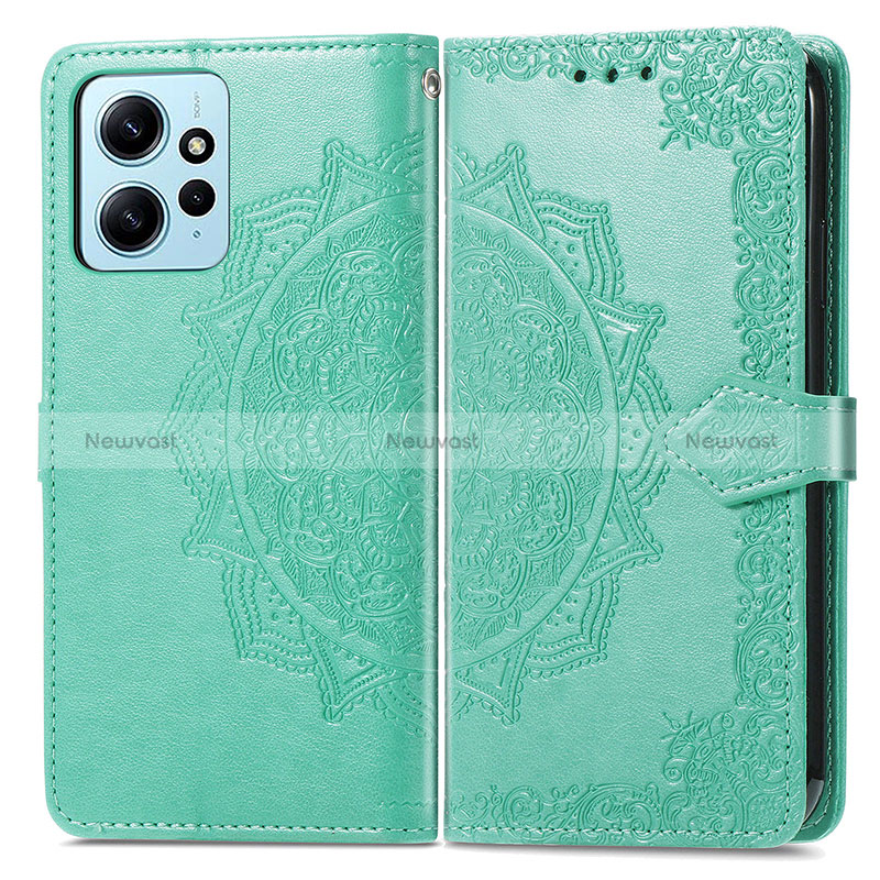 Leather Case Stands Fashionable Pattern Flip Cover Holder for Xiaomi Redmi Note 12 4G Green