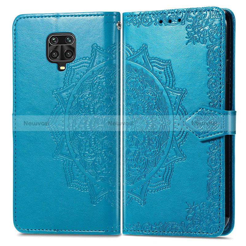 Leather Case Stands Fashionable Pattern Flip Cover Holder for Xiaomi Redmi Note 9 Pro Max Blue