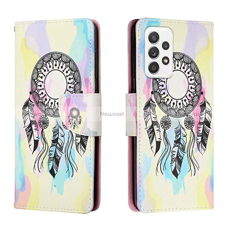 Leather Case Stands Fashionable Pattern Flip Cover Holder H01X for Samsung Galaxy A33 5G