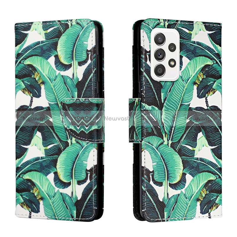 Leather Case Stands Fashionable Pattern Flip Cover Holder H01X for Samsung Galaxy A33 5G