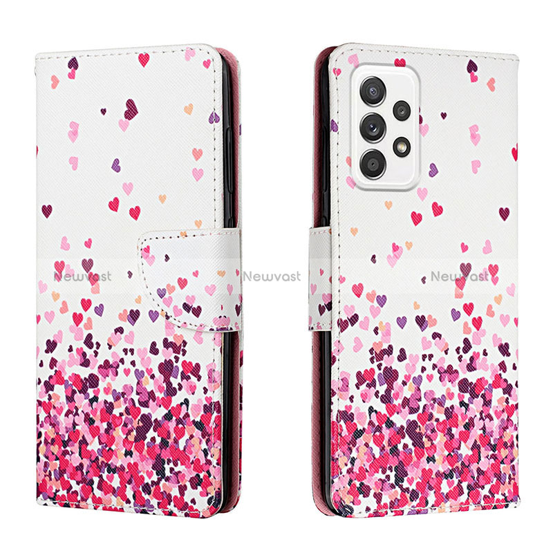 Leather Case Stands Fashionable Pattern Flip Cover Holder H01X for Samsung Galaxy A33 5G Clove Purple