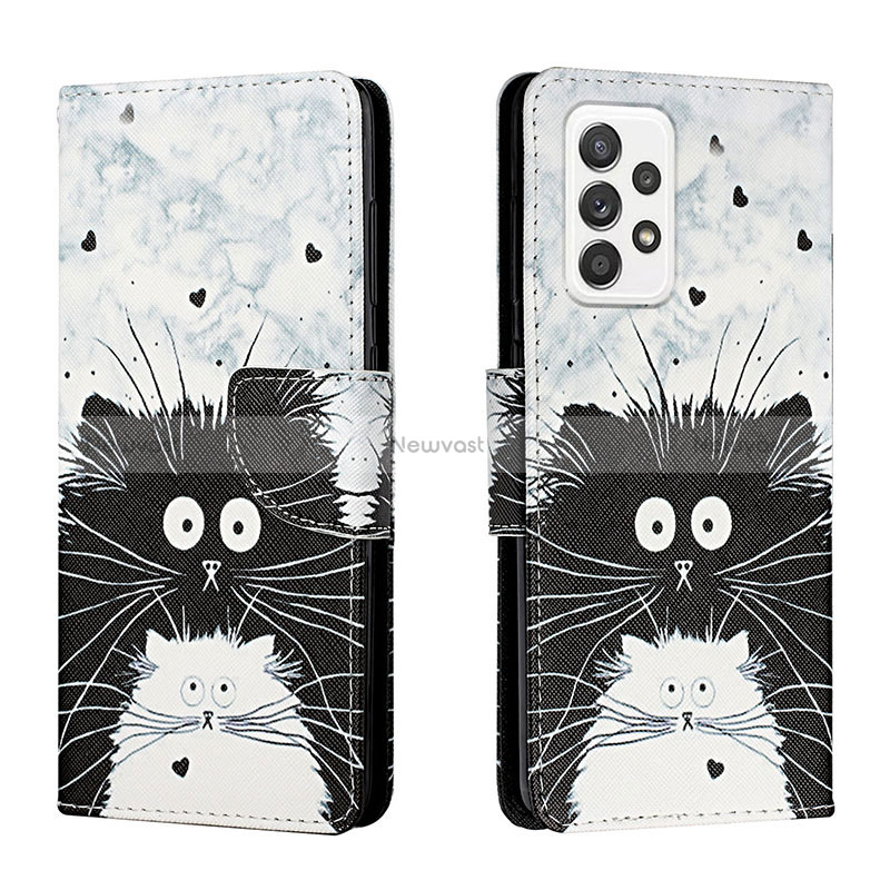 Leather Case Stands Fashionable Pattern Flip Cover Holder H01X for Samsung Galaxy A33 5G Gray