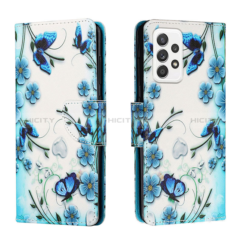 Leather Case Stands Fashionable Pattern Flip Cover Holder H01X for Samsung Galaxy A53 5G