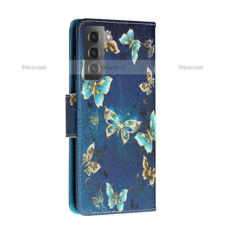 Leather Case Stands Fashionable Pattern Flip Cover Holder H01X for Samsung Galaxy S22 5G