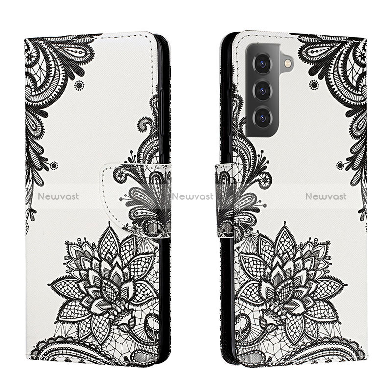 Leather Case Stands Fashionable Pattern Flip Cover Holder H01X for Samsung Galaxy S22 Plus 5G