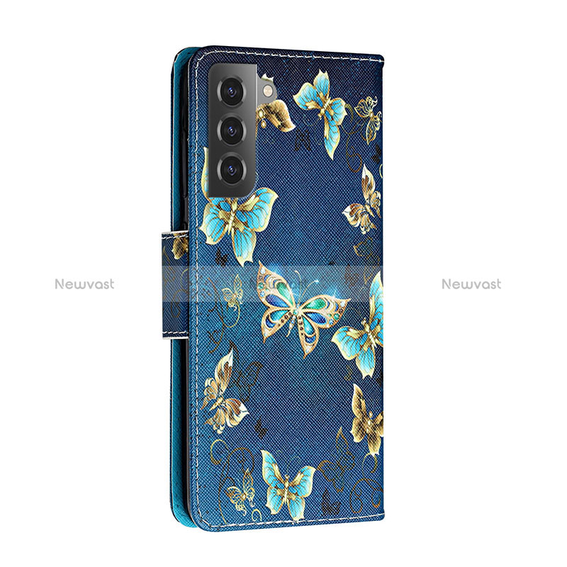 Leather Case Stands Fashionable Pattern Flip Cover Holder H01X for Samsung Galaxy S22 Plus 5G