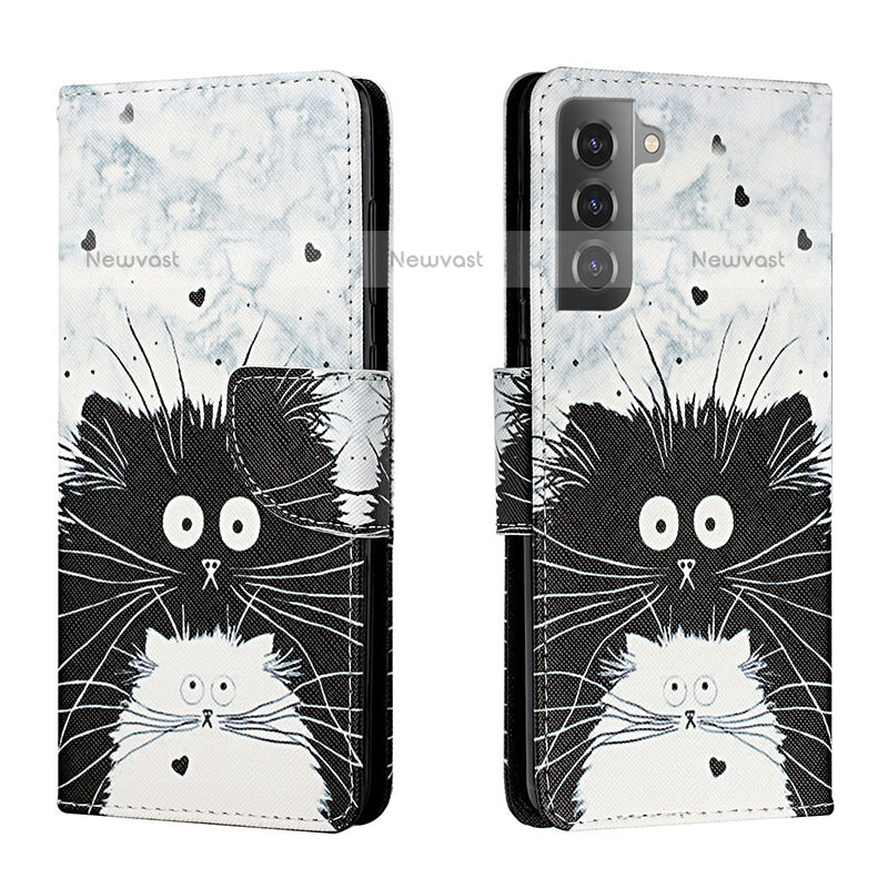 Leather Case Stands Fashionable Pattern Flip Cover Holder H01X for Samsung Galaxy S23 Plus 5G Gray