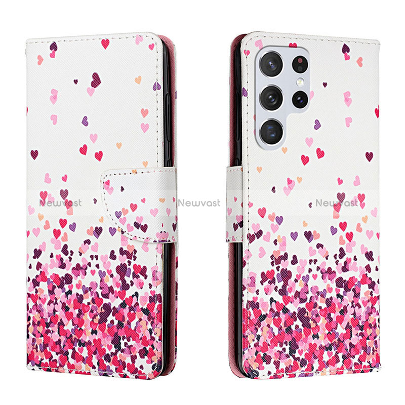 Leather Case Stands Fashionable Pattern Flip Cover Holder H01X for Samsung Galaxy S24 Ultra 5G