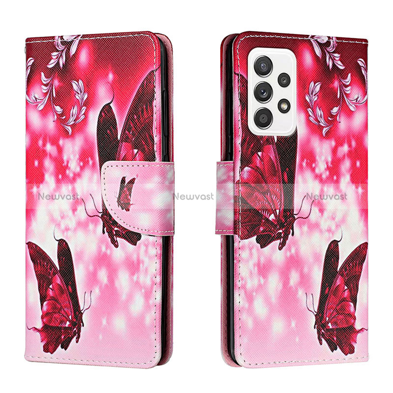 Leather Case Stands Fashionable Pattern Flip Cover Holder H02X for Samsung Galaxy A33 5G