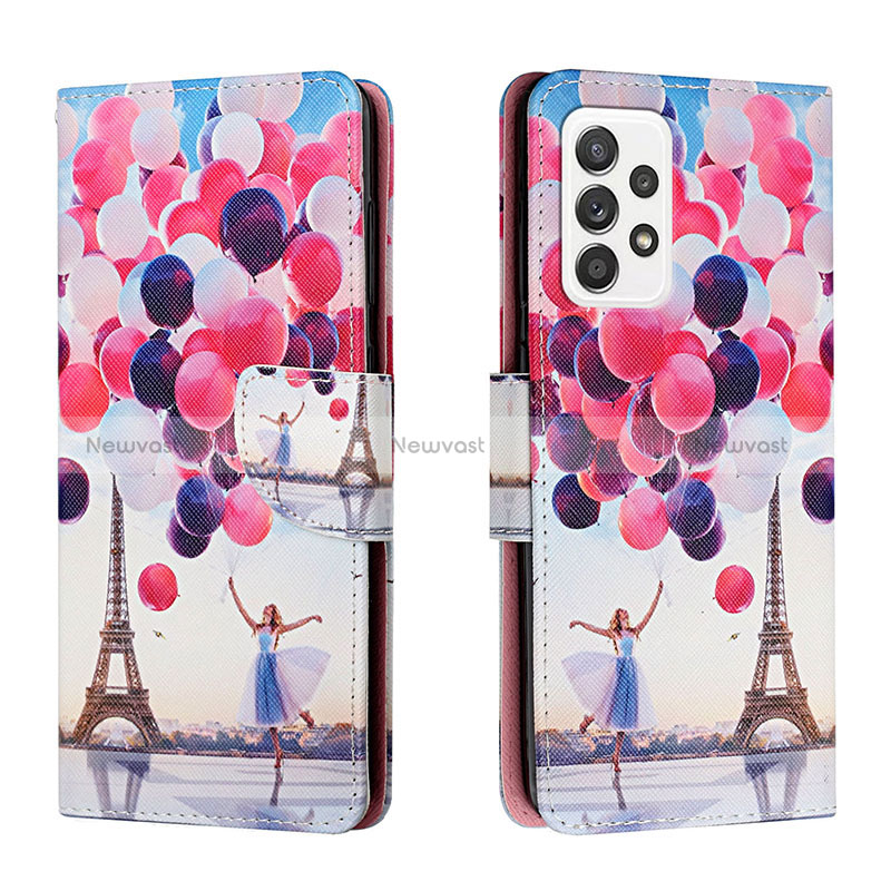 Leather Case Stands Fashionable Pattern Flip Cover Holder H02X for Samsung Galaxy A33 5G