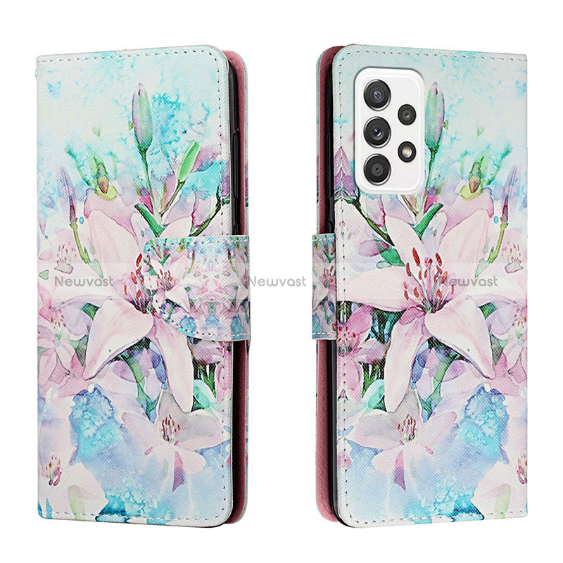 Leather Case Stands Fashionable Pattern Flip Cover Holder H02X for Samsung Galaxy A33 5G Matcha Green