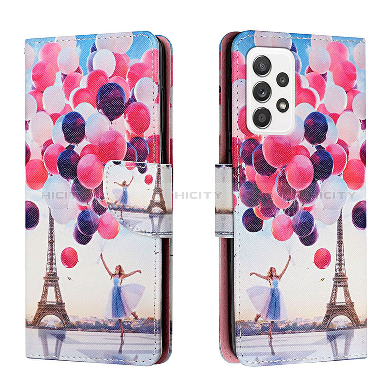 Leather Case Stands Fashionable Pattern Flip Cover Holder H02X for Samsung Galaxy A53 5G