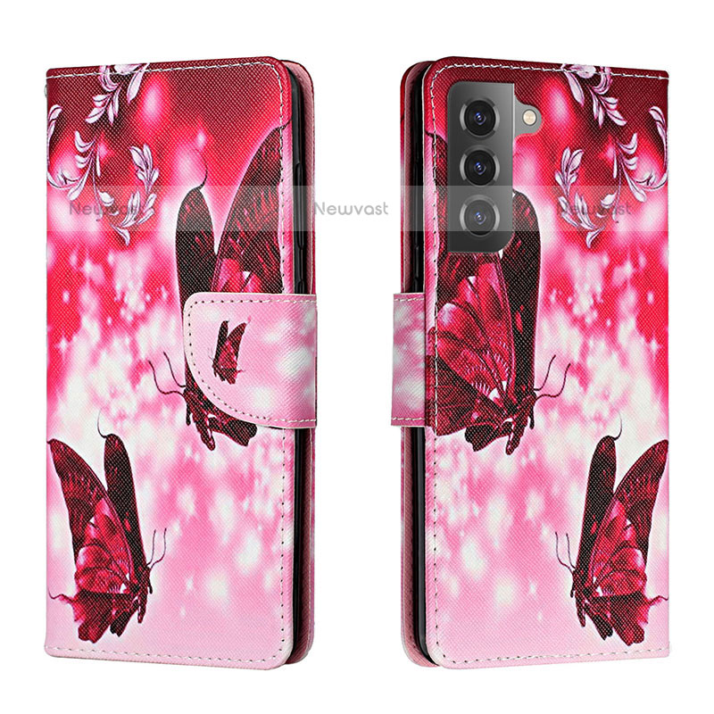 Leather Case Stands Fashionable Pattern Flip Cover Holder H02X for Samsung Galaxy S23 Plus 5G