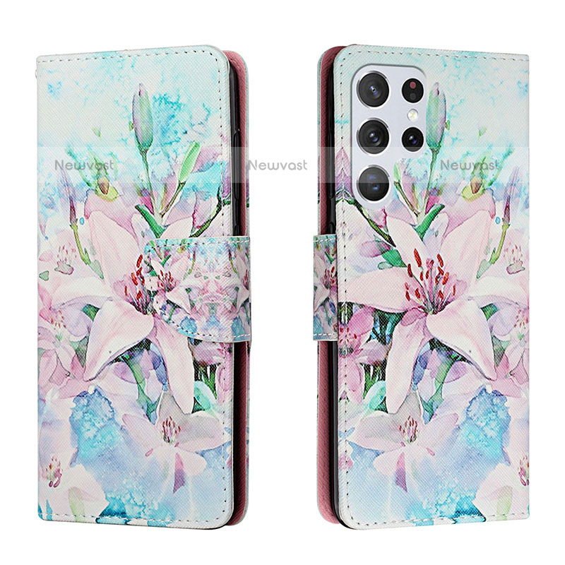 Leather Case Stands Fashionable Pattern Flip Cover Holder H02X for Samsung Galaxy S23 Ultra 5G