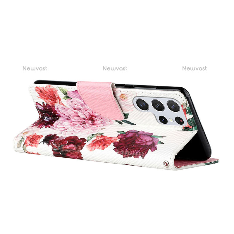 Leather Case Stands Fashionable Pattern Flip Cover Holder H02X for Samsung Galaxy S23 Ultra 5G