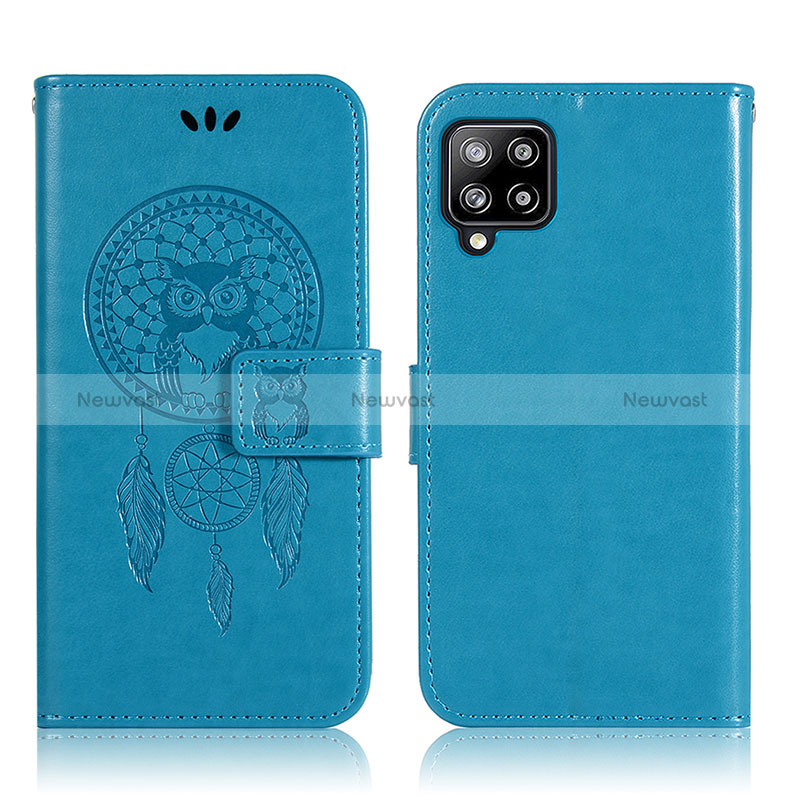 Leather Case Stands Fashionable Pattern Flip Cover Holder JX1 for Samsung Galaxy A22 4G Blue