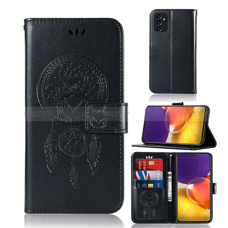 Leather Case Stands Fashionable Pattern Flip Cover Holder JX1 for Samsung Galaxy A24 4G Black