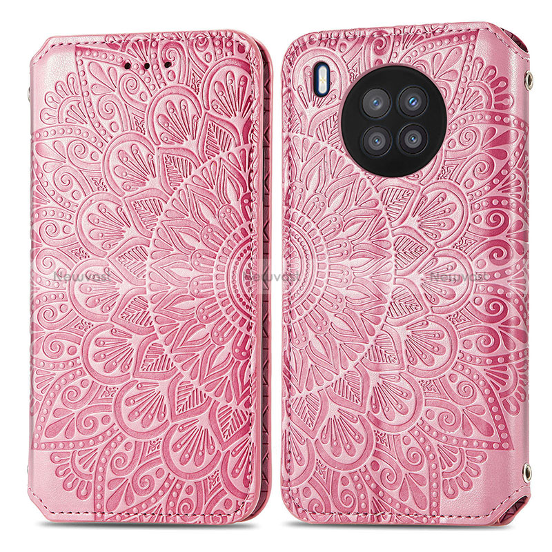 Leather Case Stands Fashionable Pattern Flip Cover Holder S01D for Huawei Honor 50 Lite