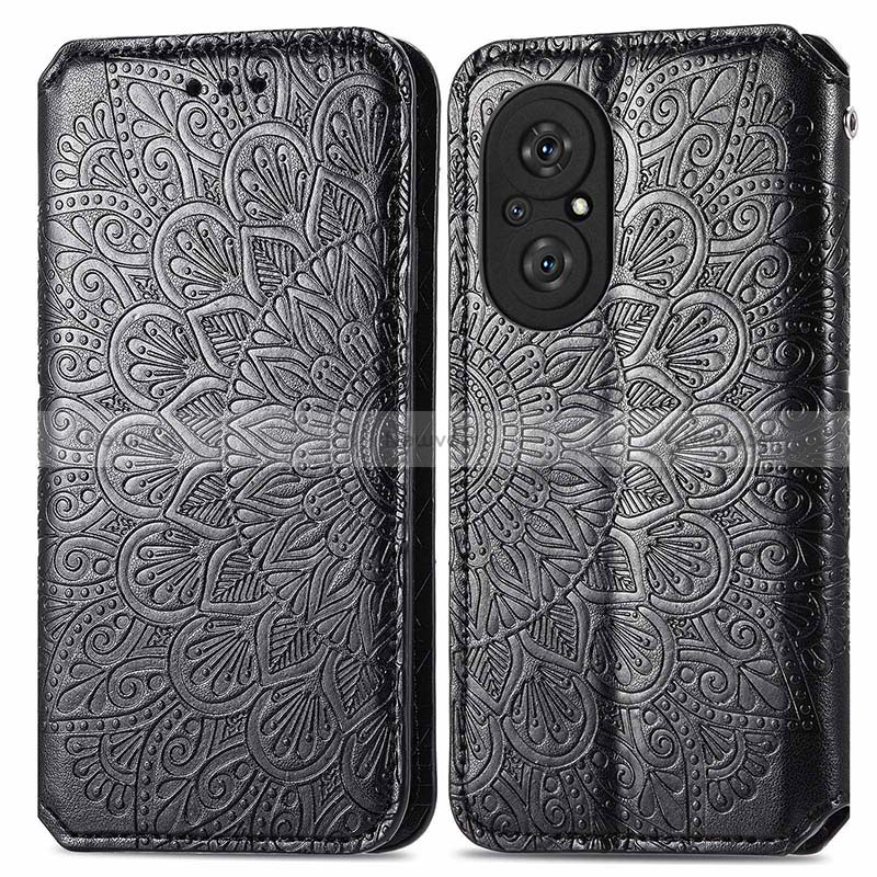 Leather Case Stands Fashionable Pattern Flip Cover Holder S01D for Huawei Honor 50 SE 5G