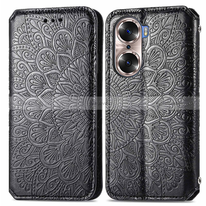 Leather Case Stands Fashionable Pattern Flip Cover Holder S01D for Huawei Honor 60 5G