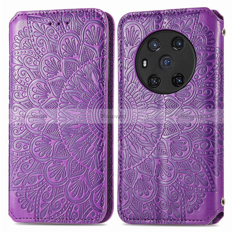 Leather Case Stands Fashionable Pattern Flip Cover Holder S01D for Huawei Honor Magic3 5G