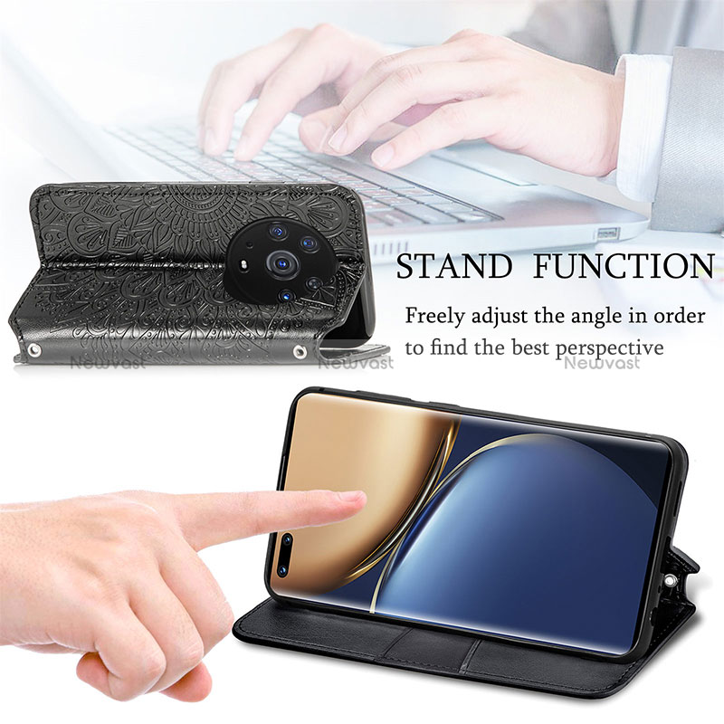 Leather Case Stands Fashionable Pattern Flip Cover Holder S01D for Huawei Honor Magic3 Pro 5G