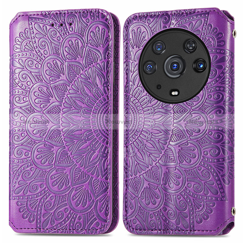 Leather Case Stands Fashionable Pattern Flip Cover Holder S01D for Huawei Honor Magic3 Pro 5G