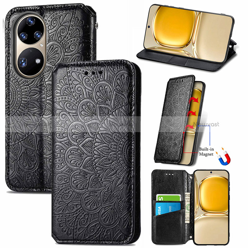 Leather Case Stands Fashionable Pattern Flip Cover Holder S01D for Huawei P50 Pro