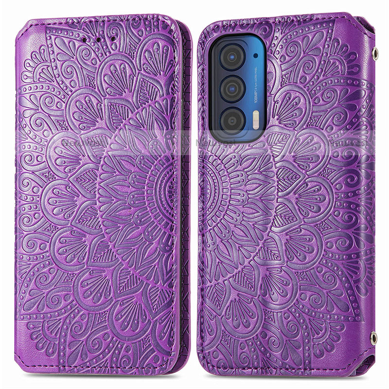 Leather Case Stands Fashionable Pattern Flip Cover Holder S01D for Motorola Moto Edge (2021) 5G