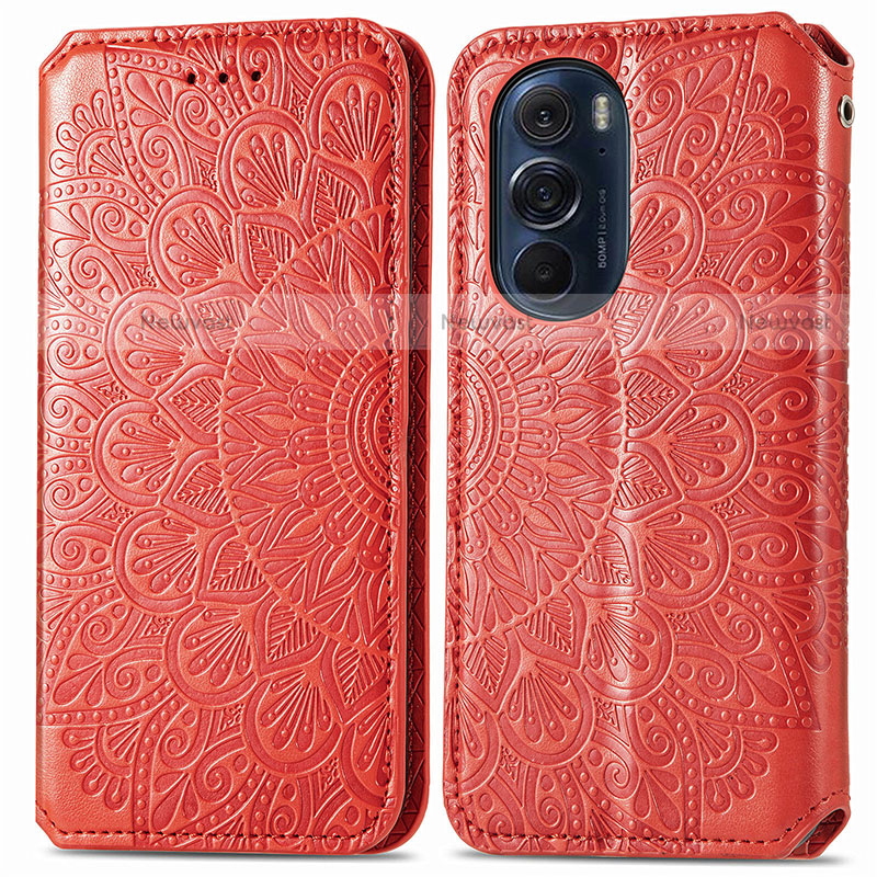 Leather Case Stands Fashionable Pattern Flip Cover Holder S01D for Motorola Moto Edge 30 Pro 5G