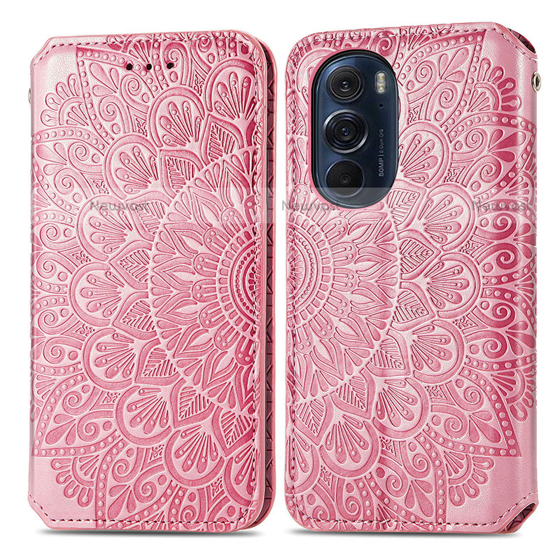 Leather Case Stands Fashionable Pattern Flip Cover Holder S01D for Motorola Moto Edge 30 Pro 5G