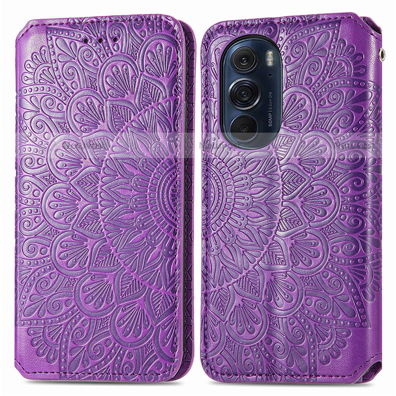 Leather Case Stands Fashionable Pattern Flip Cover Holder S01D for Motorola Moto Edge 30 Pro 5G