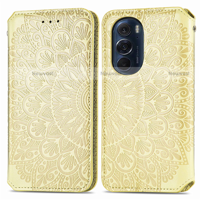 Leather Case Stands Fashionable Pattern Flip Cover Holder S01D for Motorola Moto Edge 30 Pro 5G