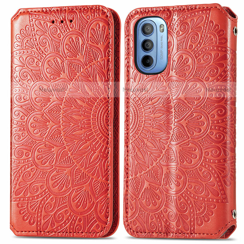 Leather Case Stands Fashionable Pattern Flip Cover Holder S01D for Motorola Moto G31